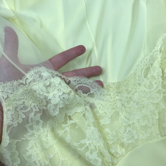 Vintage l 50s 36 Vanity Fair Yellow Nylon Tricot Tulle Lace Pinup Slip Nightgown - Picture 9 of 13